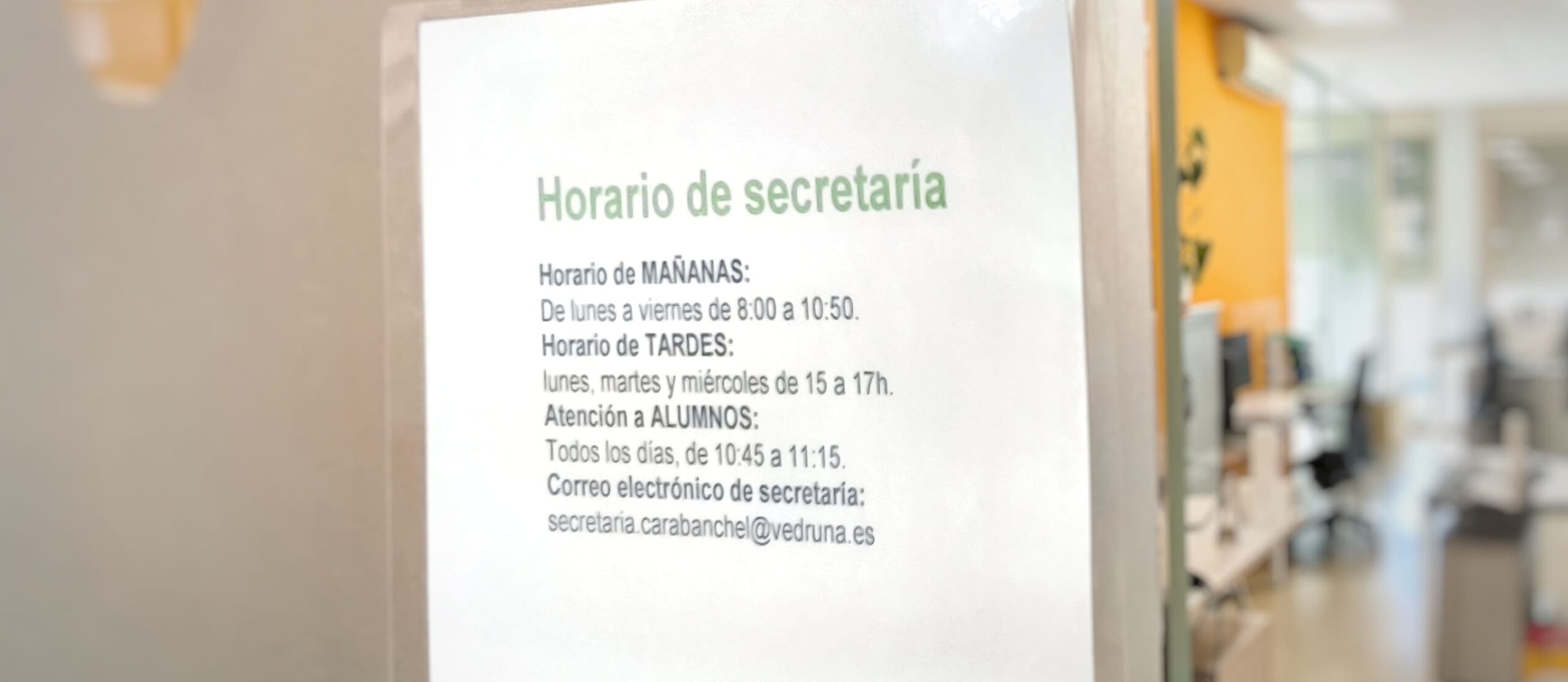 Nuevo Horario Secretaria Front